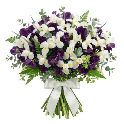 Fragrant Sweet Peas and White Irises Bouquet - Florist London