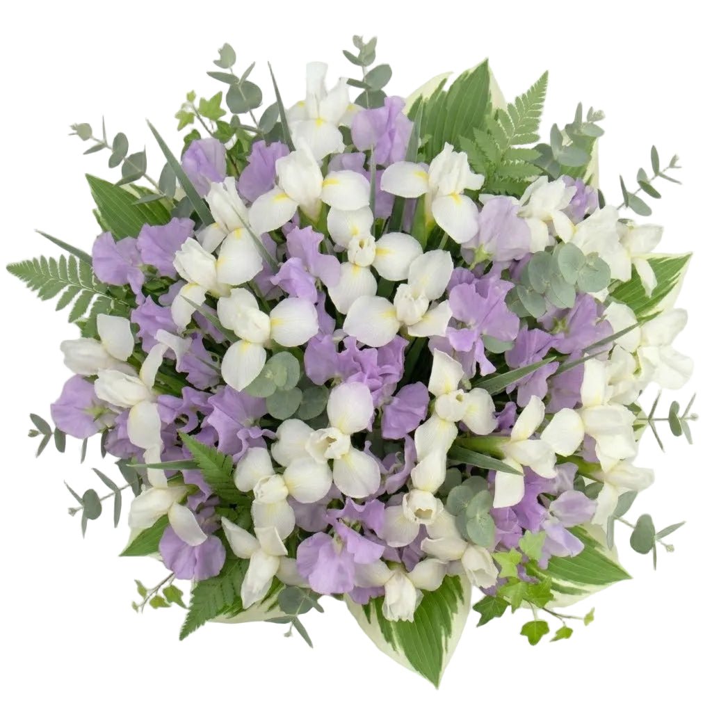 Fragrant Sweet Peas and White Irises Bouquet - Florist London