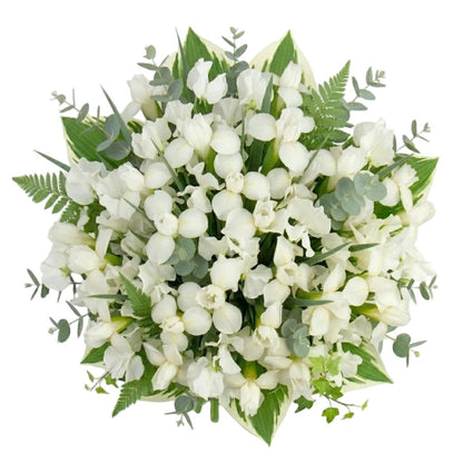 Fragrant Sweet Peas and White Irises Bouquet - Florist London