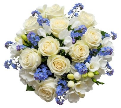 Freesias with Blue Floral Elegance Bouquet - Florist London