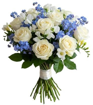 Freesias with Blue Floral Elegance Bouquet - Florist London
