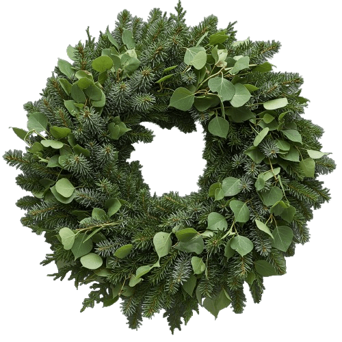 Fresh Spruce with Eucalyptus Door Wreath - Florist London