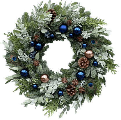 Frosted Peacock Luxe Door Wreath - Florist London