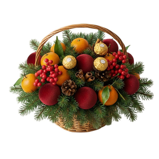 Fruits and Baubles Christmas Basket - Florist London