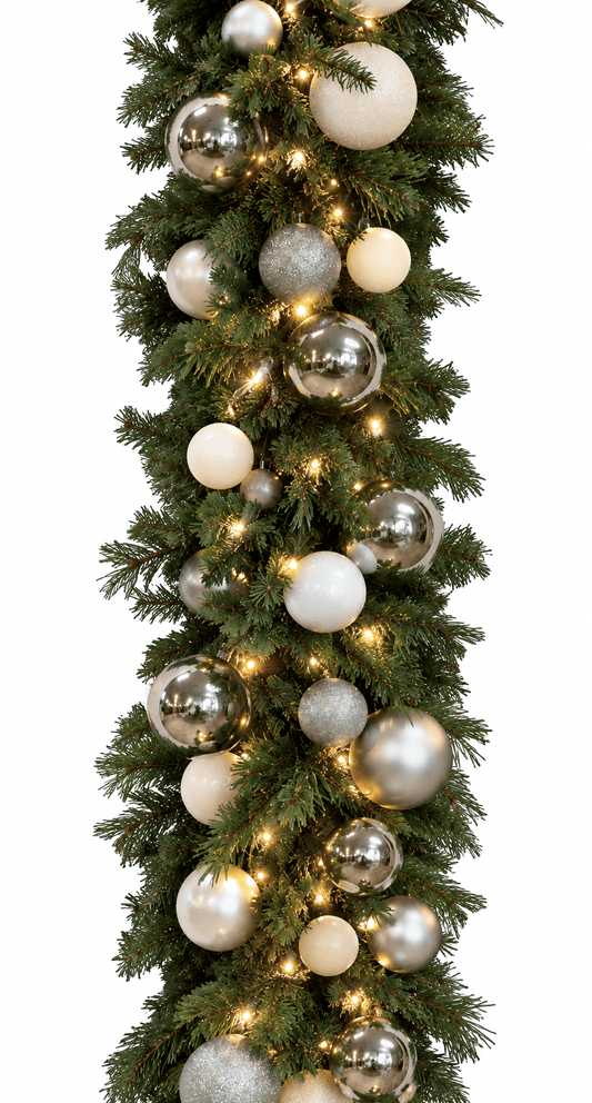 Garland with Baubles and Lights - Florist London