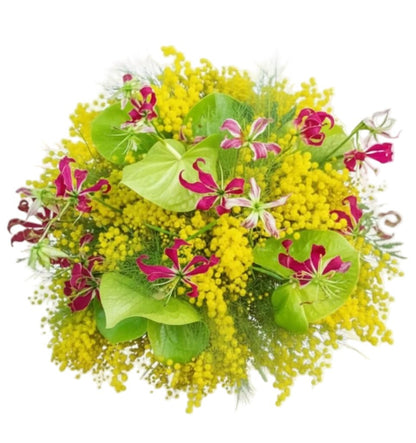 Gloriosa with Mimosa Bouquet - Florist London