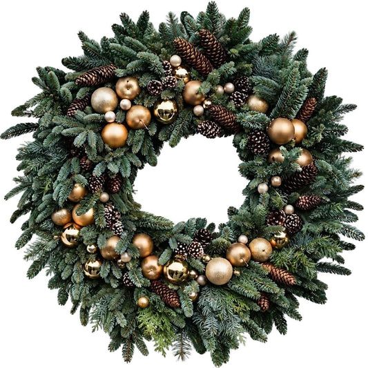 Gold Baubles Holiday Wreath - Florist London