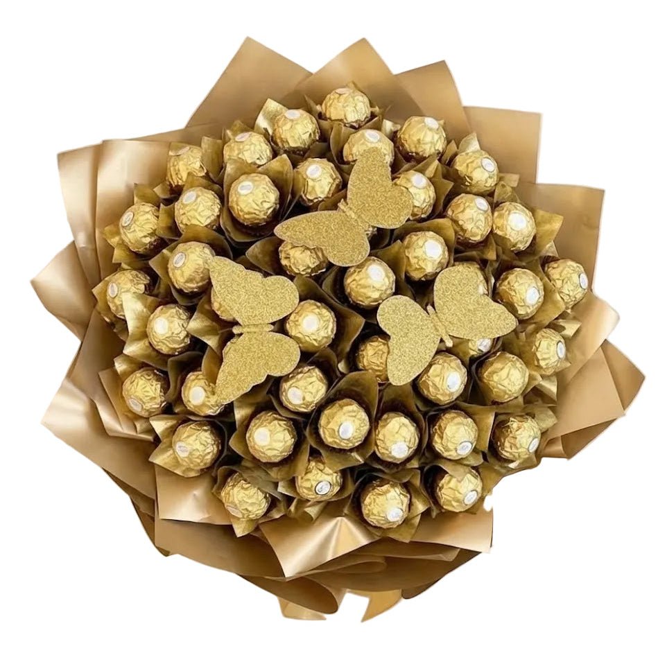 Gold Chocolates Bouquet with Butterfly - Florist London