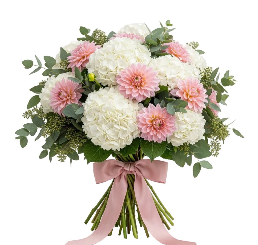 Gorgeous Bouquet of Hydrangea and Pink Dahlia Bouquet - Florist London