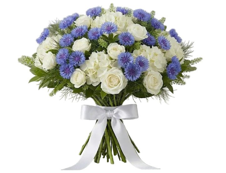 Gorgeous Bouquet of Hydrangea with Cornflowers and Roses - Florist London