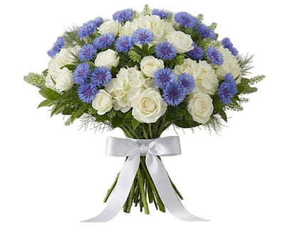 Gorgeous Bouquet of Hydrangea with Cornflowers and Roses - Florist London