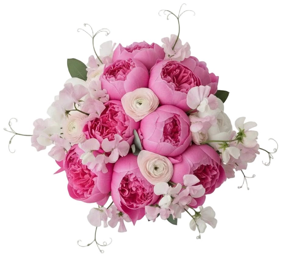 Gorgeous Bouquet of Peonies and Ranunculus with Sweet Peas - Florist London
