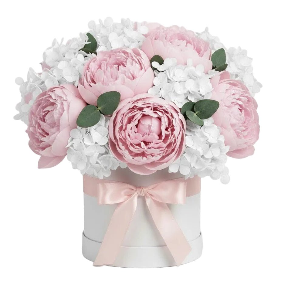 Gorgeous Box of Hydrangea and Pink Peonies - Florist London