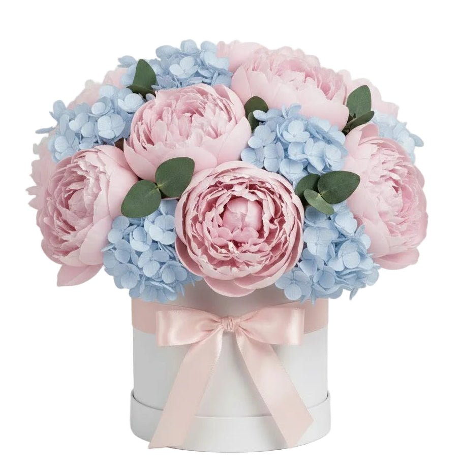 Gorgeous Box of Hydrangea and Pink Peonies - Florist London