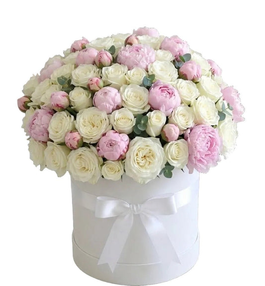 Gorgeous Box of Peonies and White Roses - Florist London