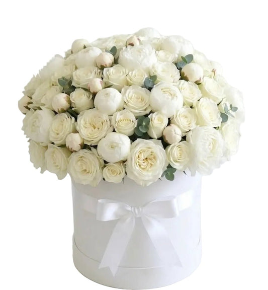 Gorgeous Box of Peonies and White Roses - Florist London