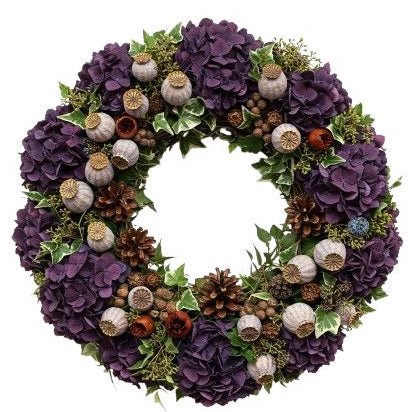 Gorgeus Hydrangea with Papaver Seedpod Wreath - Florist London