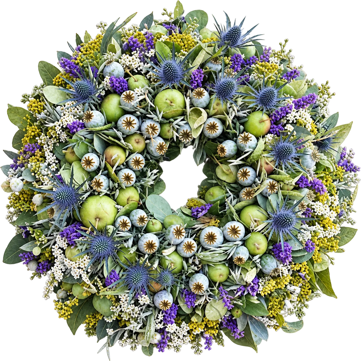 Green and Lavender Door Wreath - Florist London