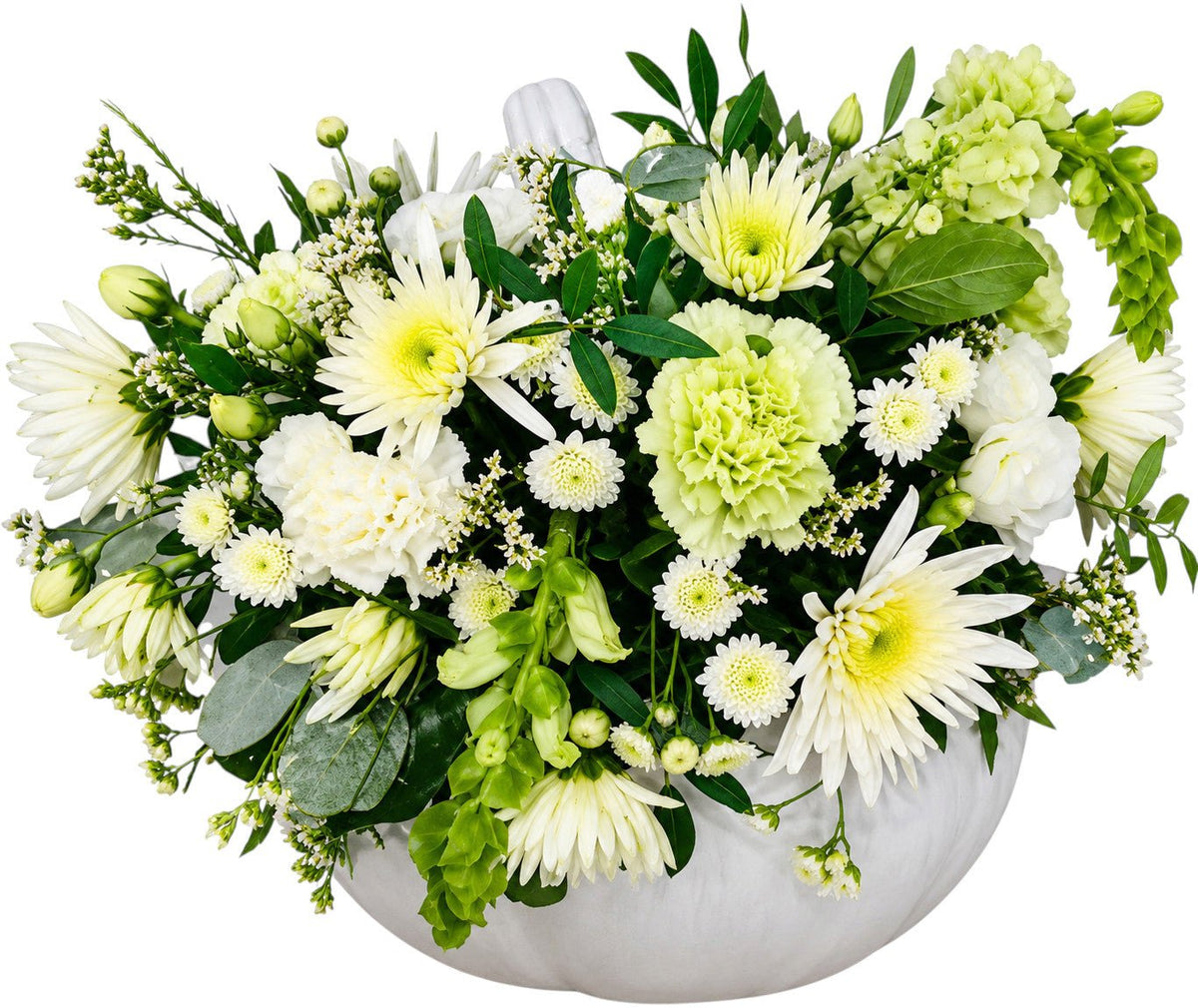 Green and White Pumpkin Arrangement - Florist London