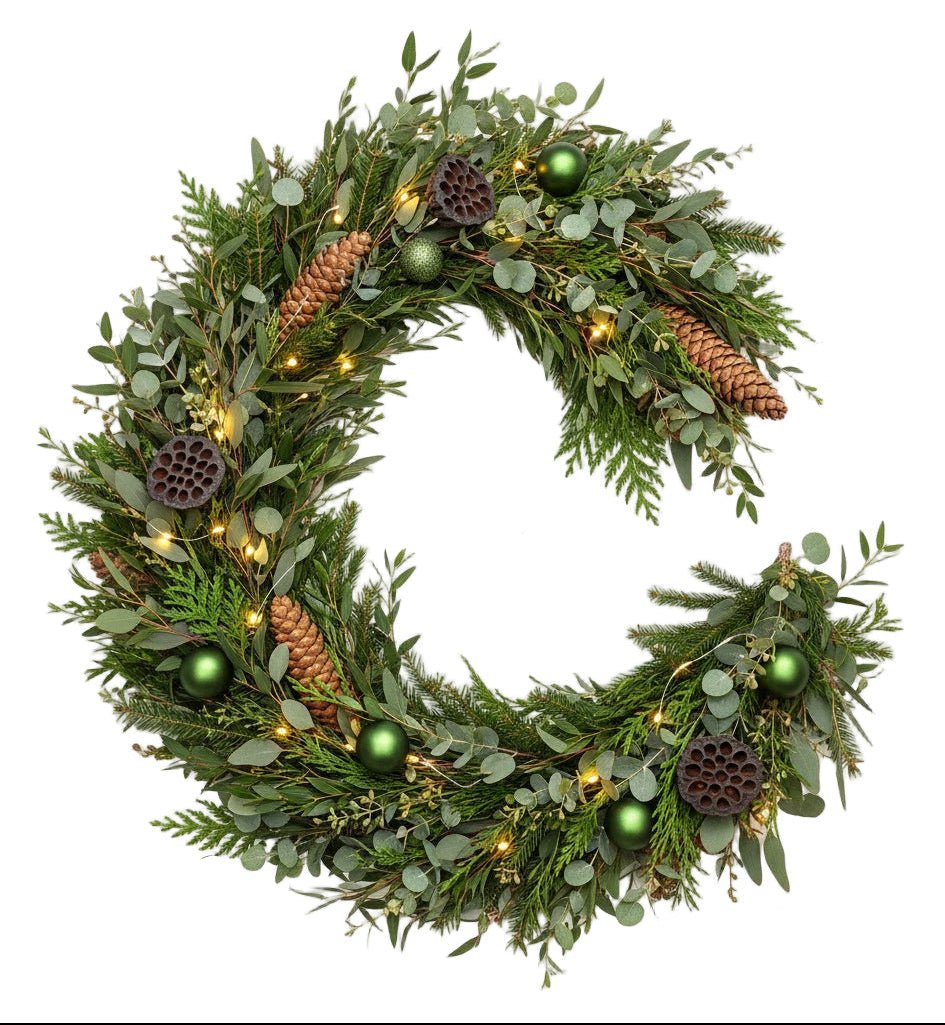 Green Baubles Glowing Festive Garland - Florist London