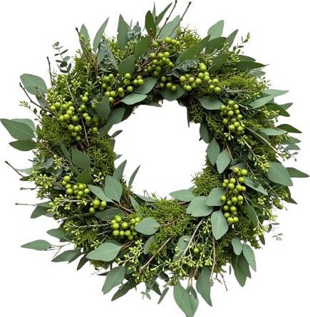 Green Berries Natural Door Wreath - Florist London