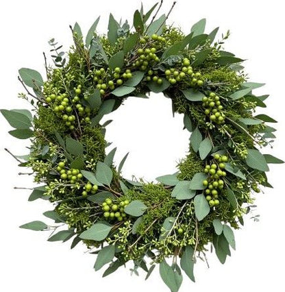 Green Berries Natural Door Wreath - Florist London
