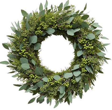 Green Berries Natural Door Wreath - Florist London
