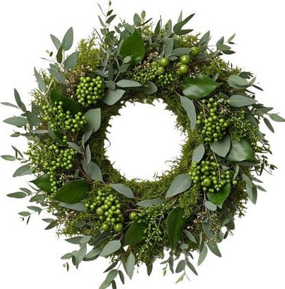 Green Berries Natural Door Wreath - Florist London