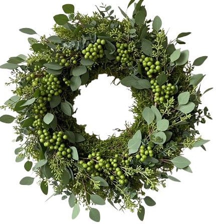 Green Berries Natural Door Wreath - Florist London