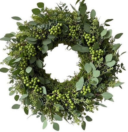 Green Berries Natural Door Wreath - Florist London