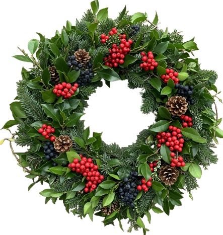Green Door Wreath With Ilex Berry - Florist London