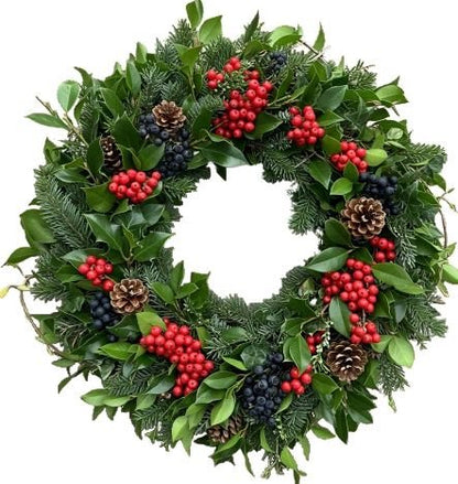 Green Door Wreath With Ilex Berry - Florist London