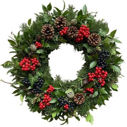 Green Door Wreath With Ilex Berry - Florist London