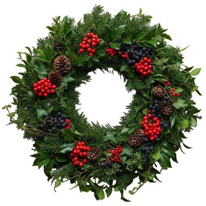 Green Door Wreath With Ilex Berry - Florist London
