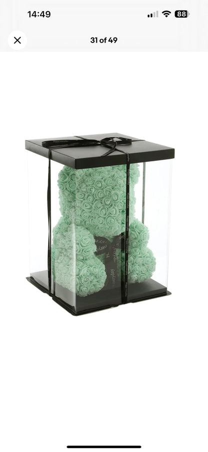 Green Flower Foam Forever Rose Teddy Bear - Florist London