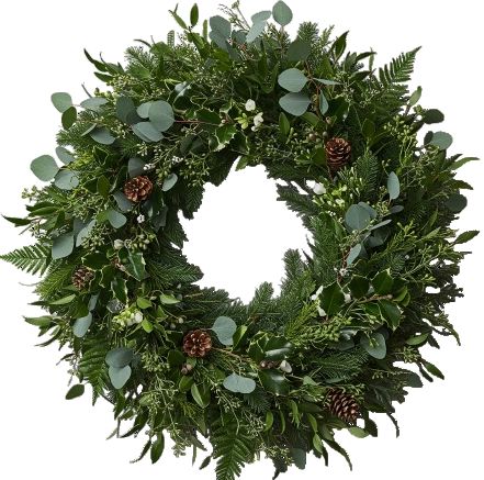 Greenery and Cones Natural Door Wreath