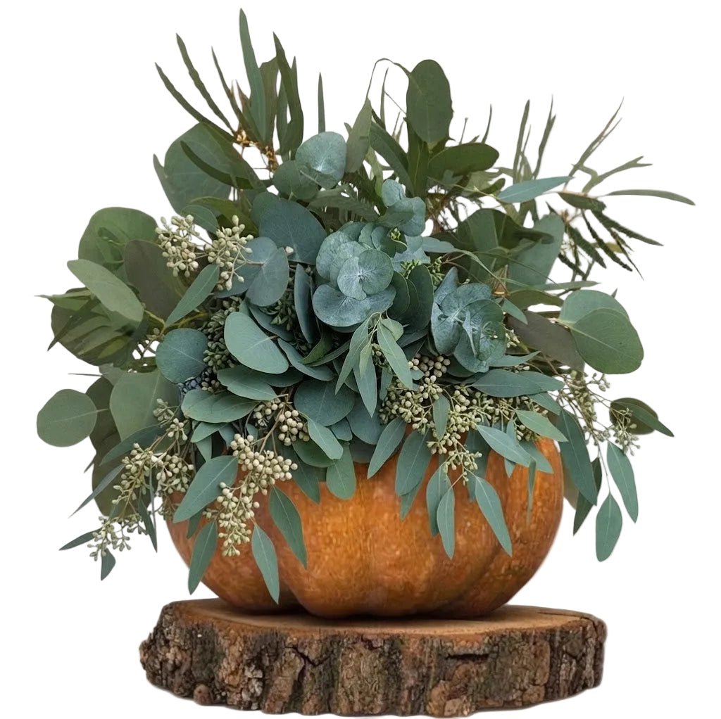Greenery in Pumpkin on Wood - Florist London