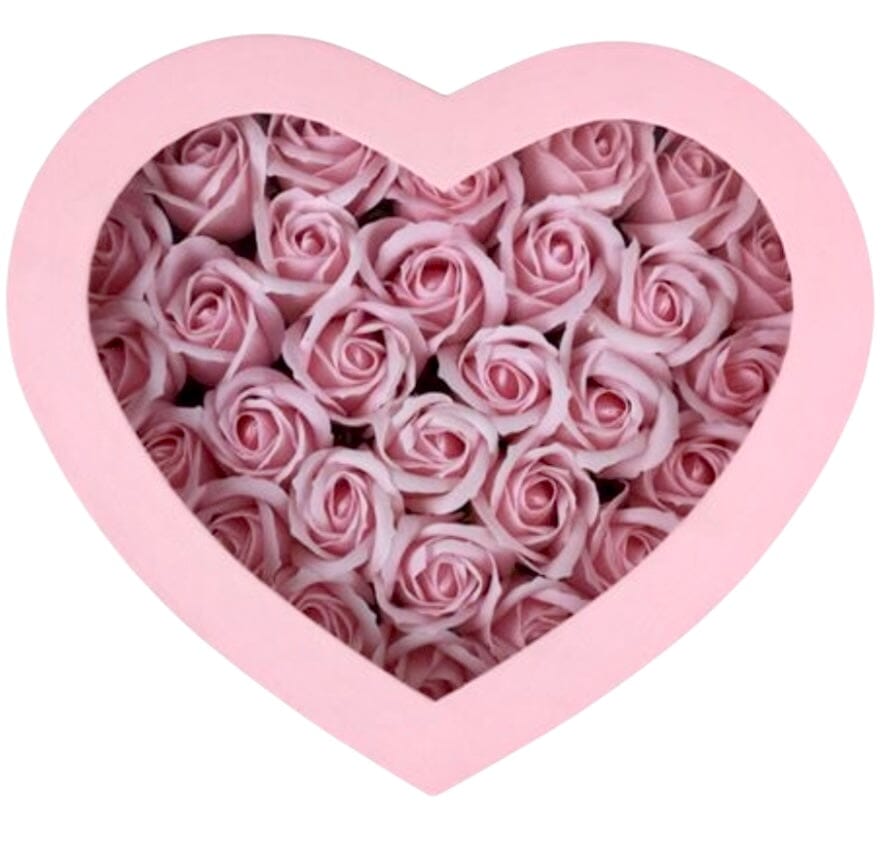 Heart Shaped Box with Pink Scented Artificial Roses - Florist London