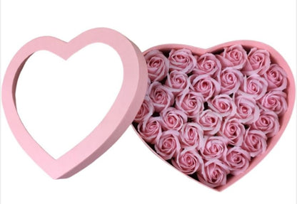 Heart Shaped Box with Pink Scented Artificial Roses - Florist London