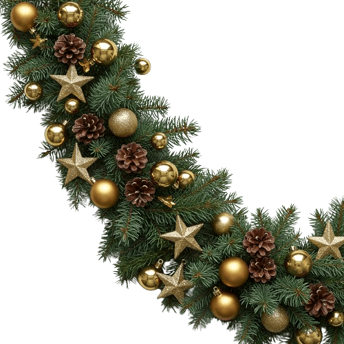 Holiday Spruce Garland with Cones and Gold Details - Florist London