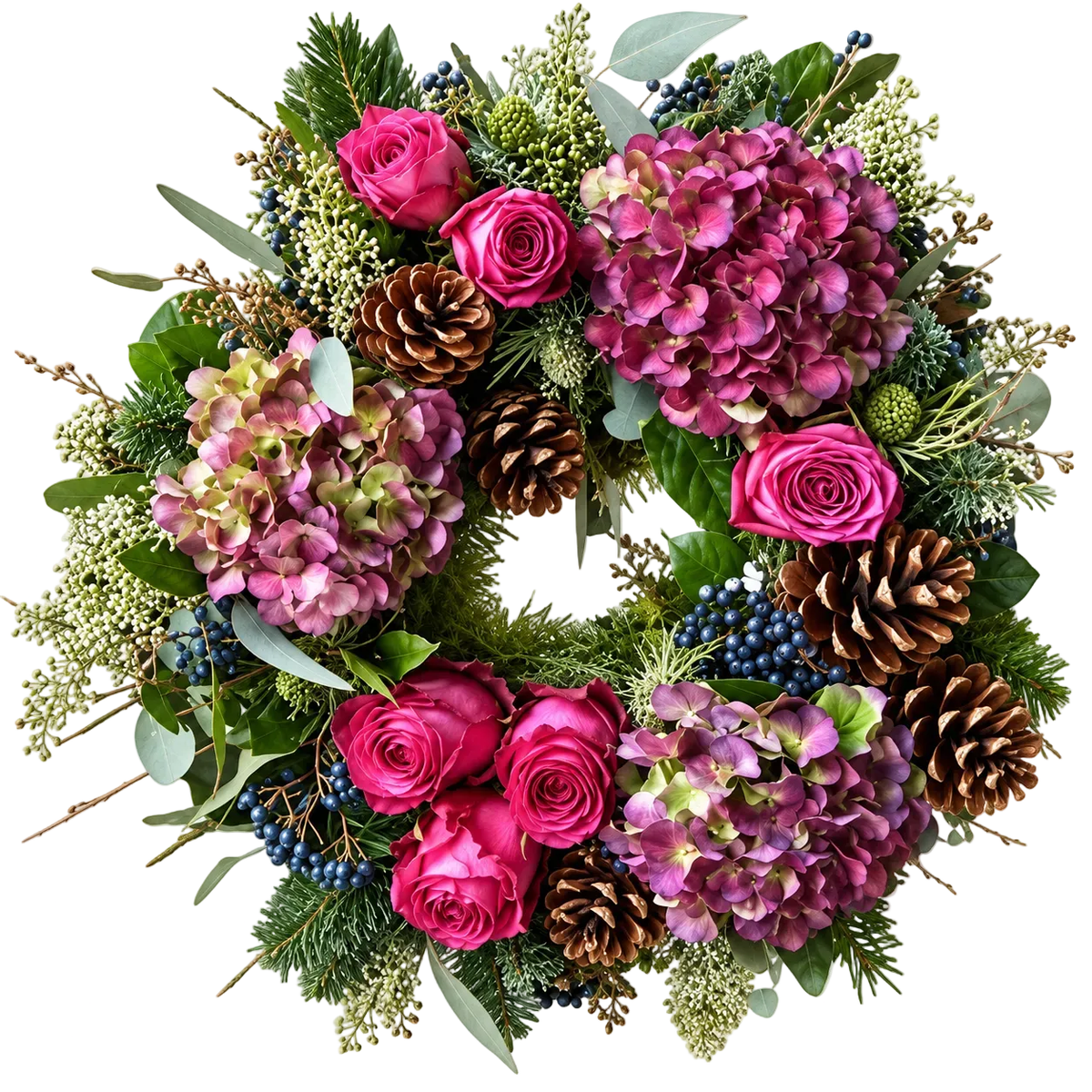 Hydrangea and Roses Elegant Wreath - Florist London