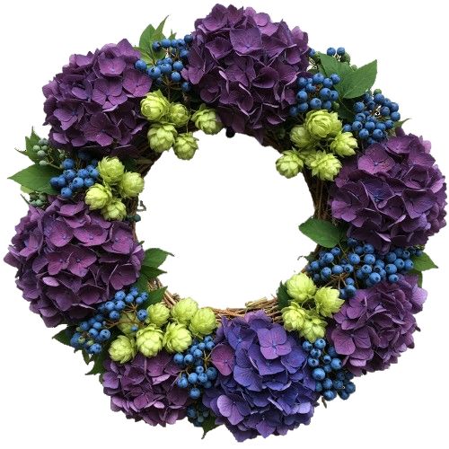 Hydrangea Twilight Harvest Glow Door Wreath