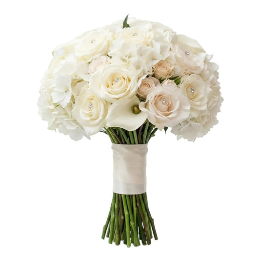 Hydrangea with Roses and Calla Lily Wedding Bouquet - Florist London