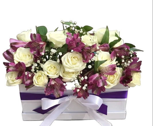 Ivory Spray Roses and Alstroemeria Box - Florist London