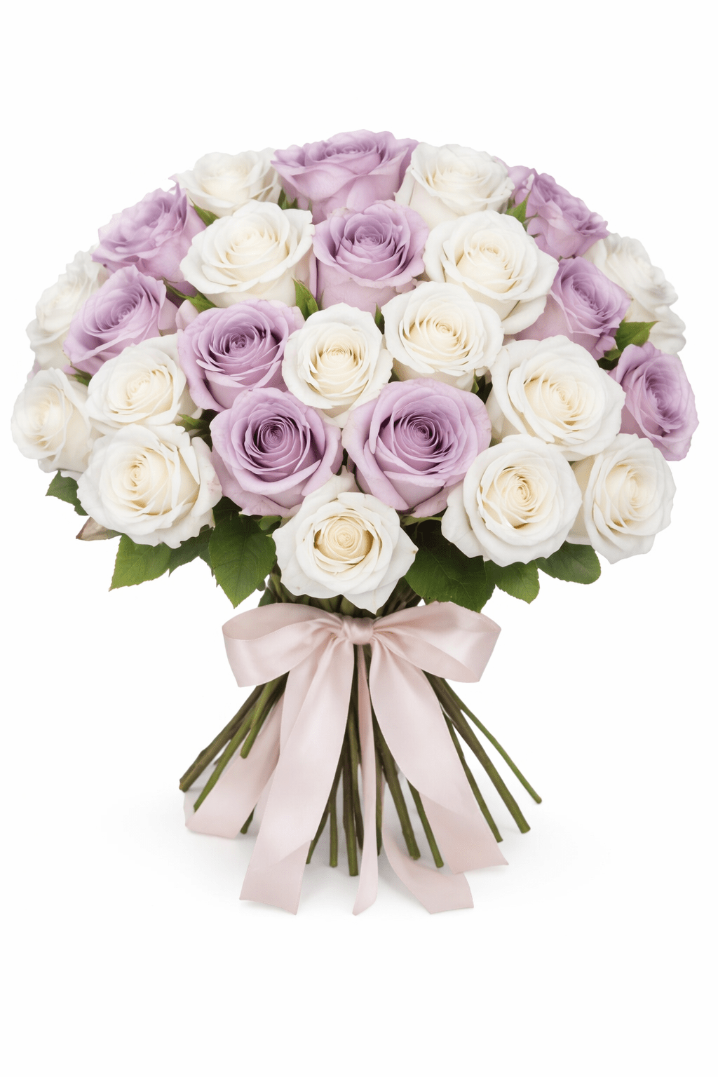 Lavender and Ivory Roses Bouquet – Elegant Two-Tone Rose Arrangement ...