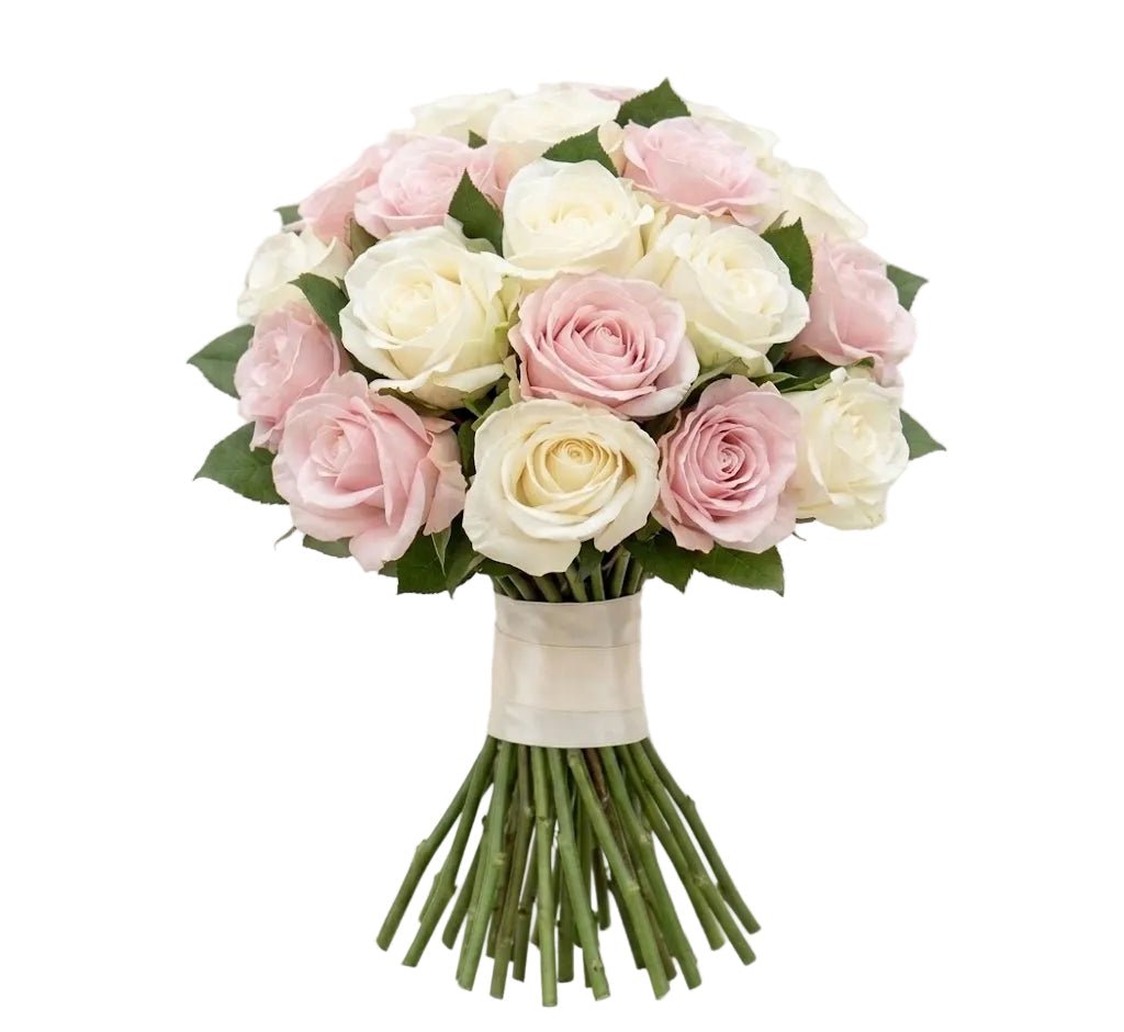 Light Pink and Ivory Roses Wedding Bouquet - Florist London