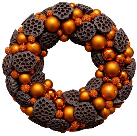 Lotus and Orange Baubles Door Wreath - Florist London
