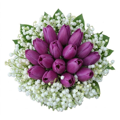 Lovely Bouquet of Lily of the Valley and Tulips - Florist London