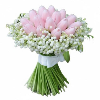 Lovely Bouquet of Lily of the Valley and Tulips - Florist London