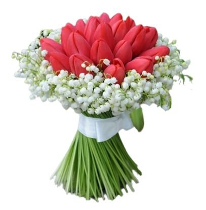 Lovely Bouquet of Lily of the Valley and Tulips - Florist London